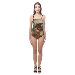 Funny giraffe as a pirate Strap Swimsuit ( Model S05)