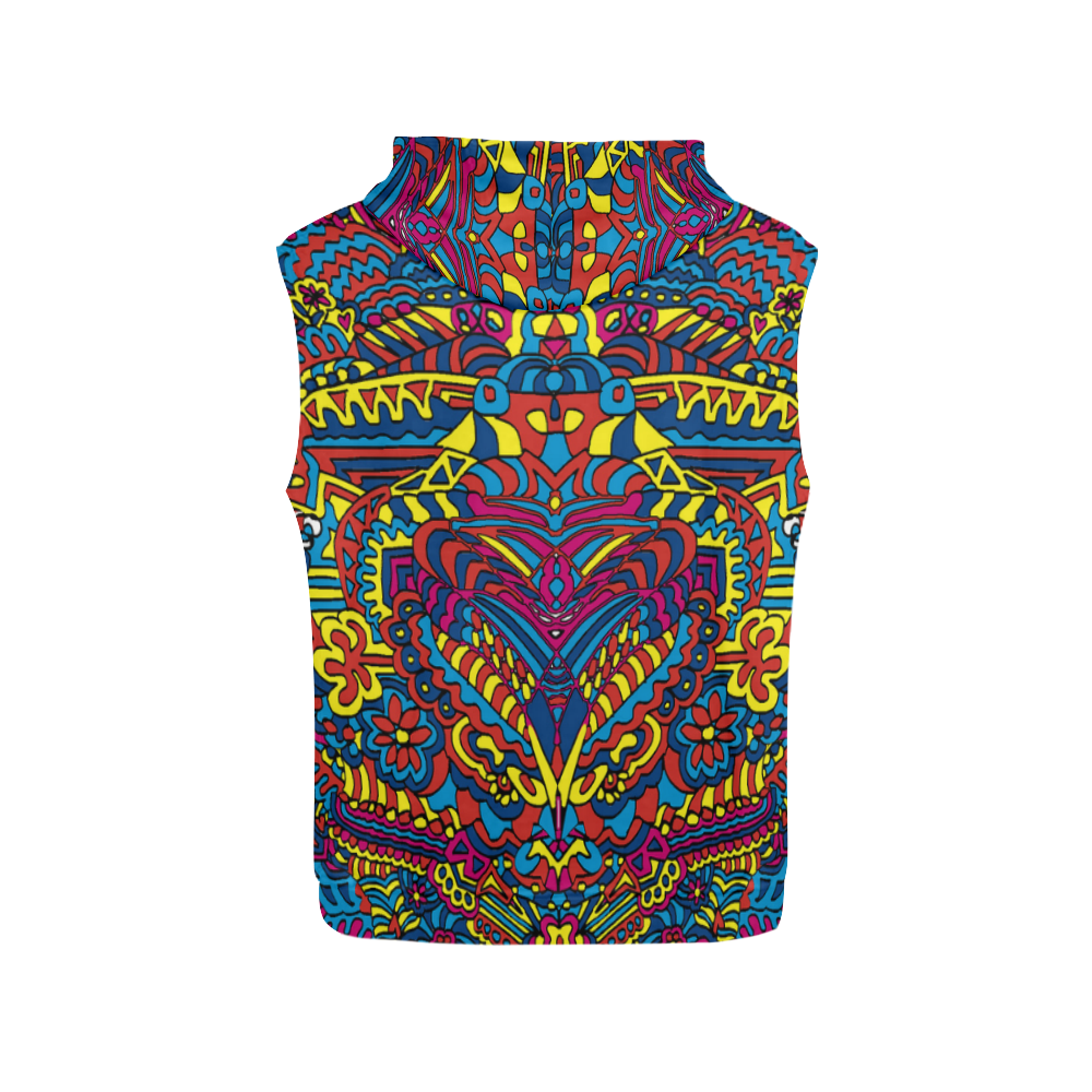 Groovy ZenDoodle Colorful Art All Over Print Sleeveless Hoodie for Women (Model H15)