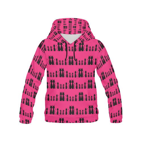 Cat Pattern All Over Print Hoodie for Women (USA Size) (Model H13)