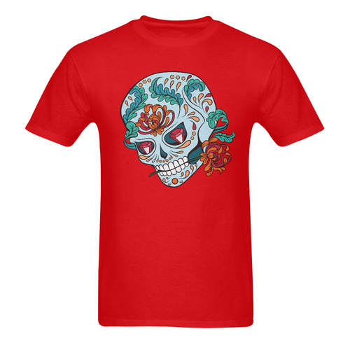 Sugar Skull Red Men's T-Shirt in USA Size (Two Sides Printing)