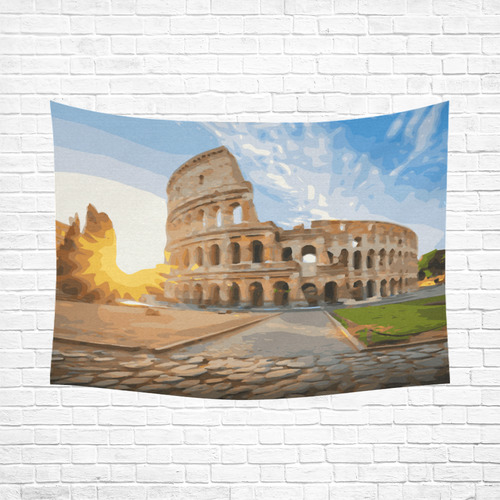 Rome Coliseum At Sunset Cotton Linen Wall Tapestry 80"x 60"