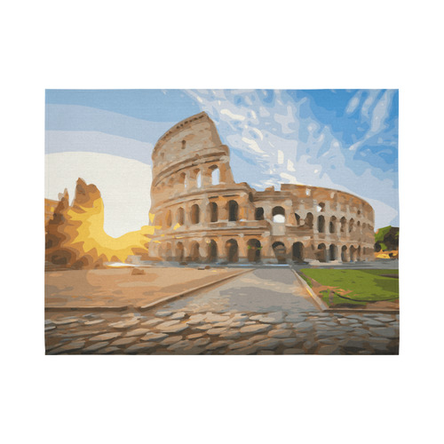 Rome Coliseum At Sunset Cotton Linen Wall Tapestry 80"x 60"
