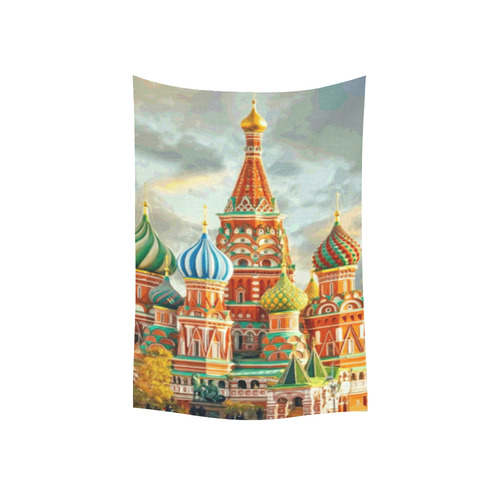 Kremlin Moscow Russia St Basel Cathedral Cotton Linen Wall Tapestry 40"x 60"