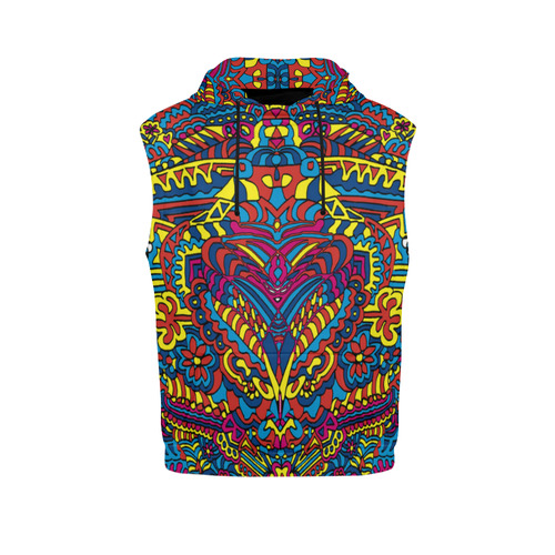 Groovy ZenDoodle Colorful Art All Over Print Sleeveless Hoodie for Women (Model H15)