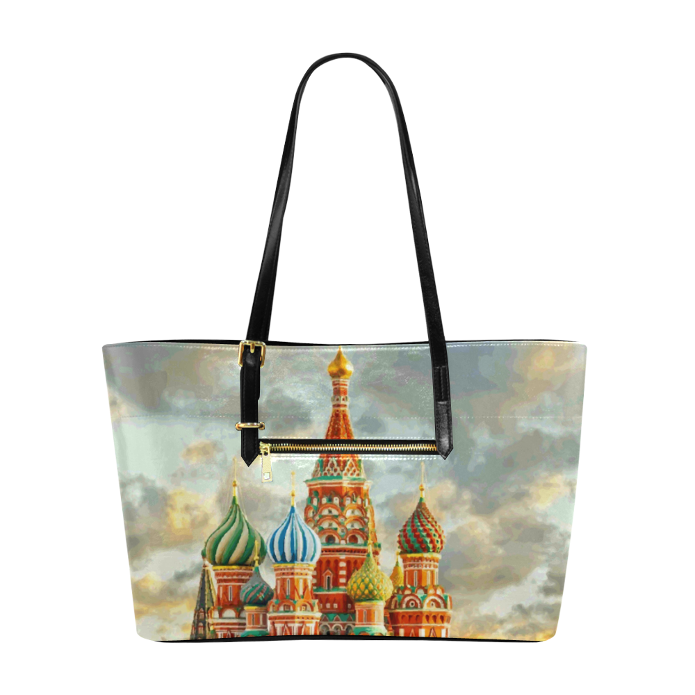 Kremlin Moscow Russia St Basel Cathedral Landscape Euramerican Tote Bag/Large (Model 1656)