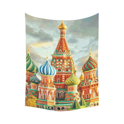 Kremlin Moscow Russia St Basel Cathedral Cotton Linen Wall Tapestry 60"x 80"