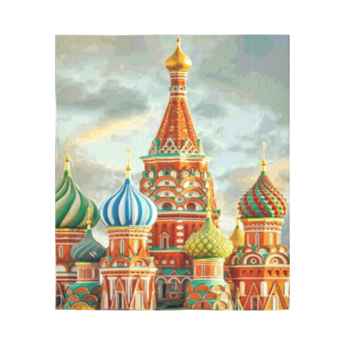 Kremlin Moscow Russia St Basel Cathedral Cotton Linen Wall Tapestry 51"x 60"