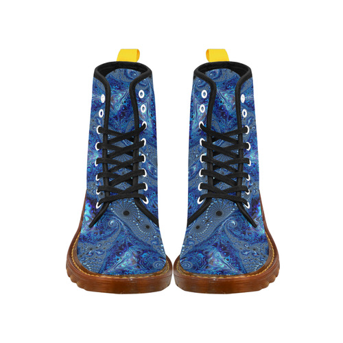 Sapphire Ocean Waves and Shells Fractal Abstract Martin Boots For Men Model 1203H