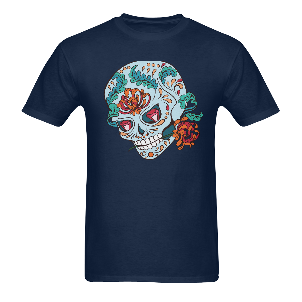 Sugar Skull Navy Men's T-Shirt in USA Size (Two Sides Printing)