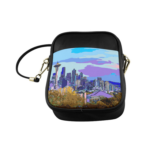 Seattle Skyline Space Needle Mt Rainier Sling Bag (Model 1627)