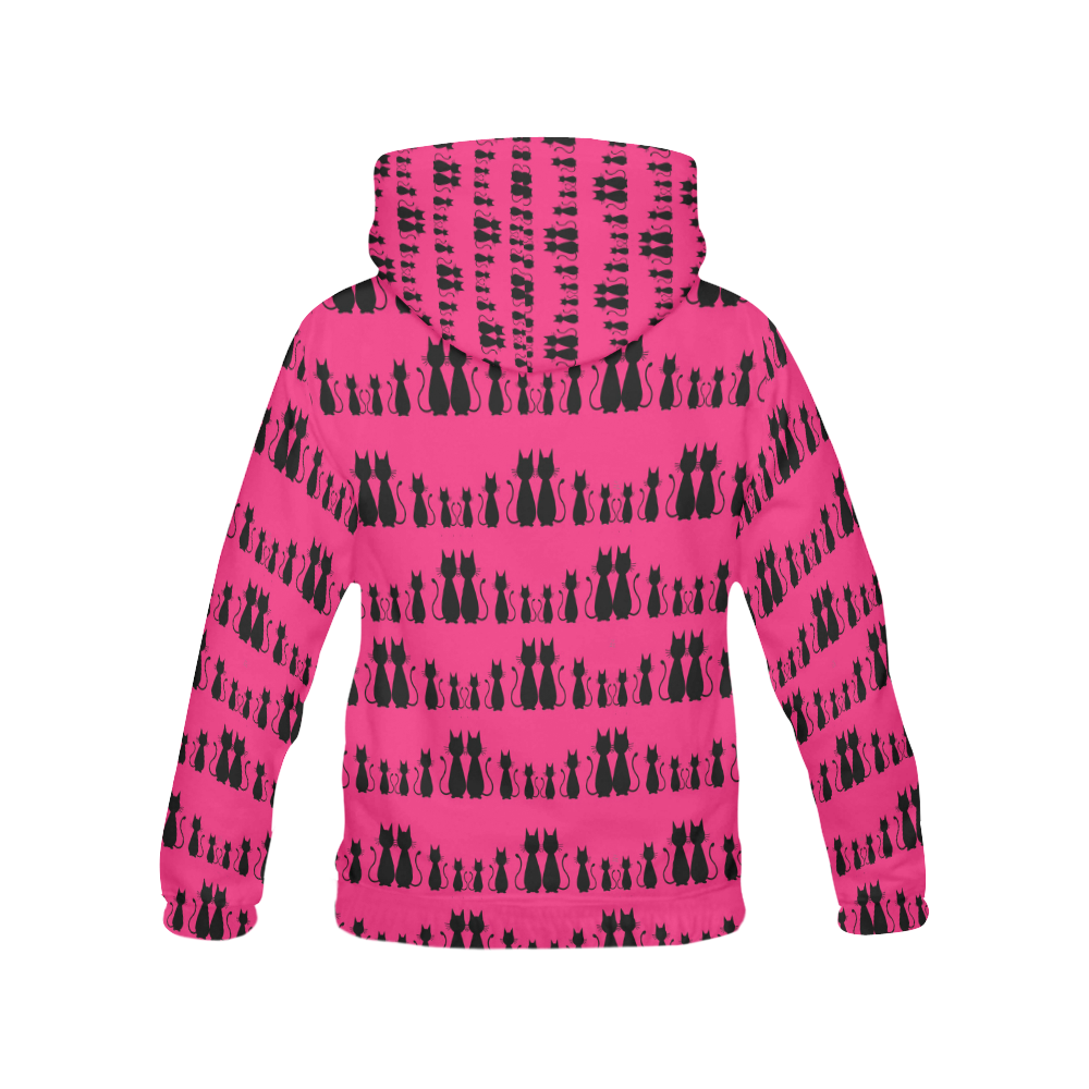Cat Pattern All Over Print Hoodie for Women (USA Size) (Model H13)