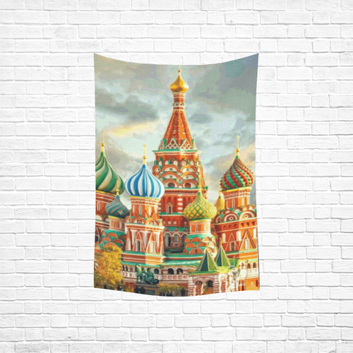 Kremlin Moscow Russia St Basel Cathedral Cotton Linen Wall Tapestry 40"x 60"