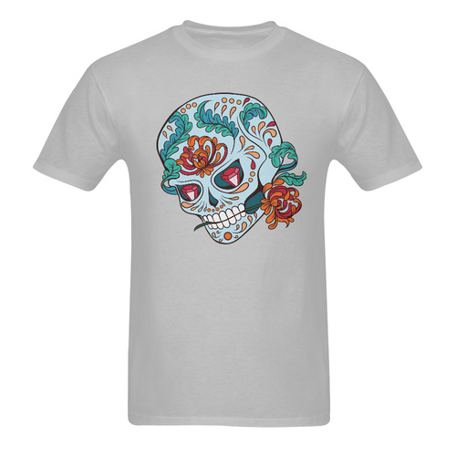 Sugar Skull Grey Men's T-Shirt in USA Size (Two Sides Printing)