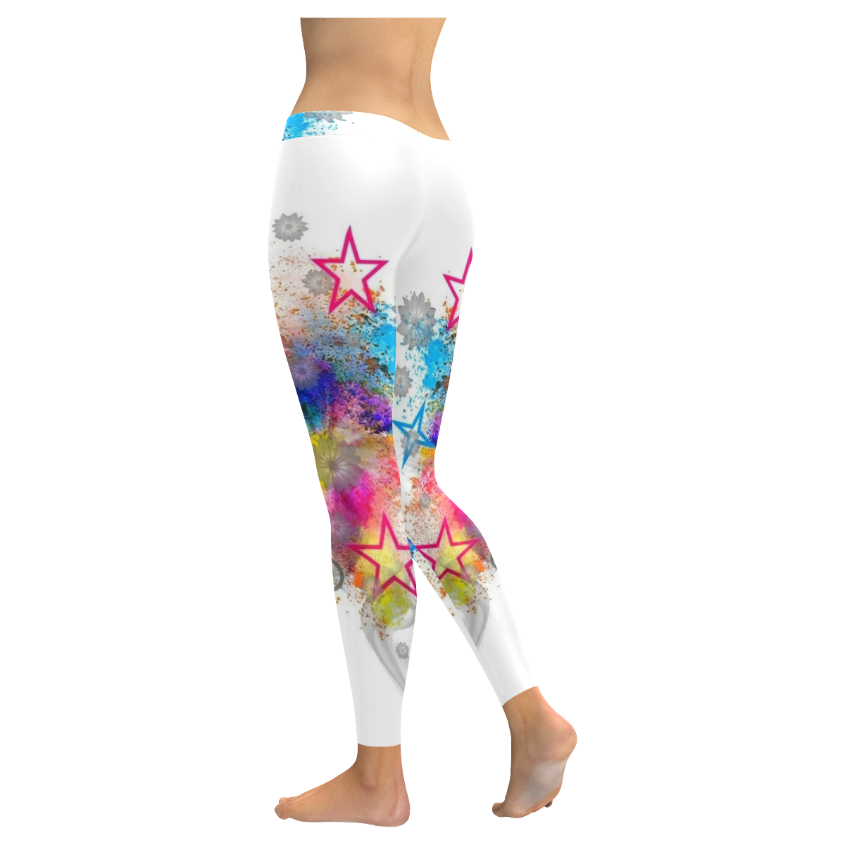Color blobs by Nico Bielow Women's Low Rise Leggings (Invisible Stitch) (Model L05)