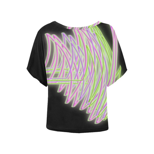 Abstract Waves Women's Batwing-Sleeved Blouse T shirt (Model T44)