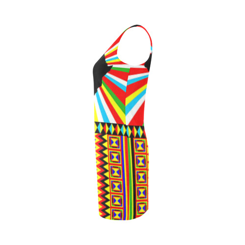 Colorful Afrakan Print Medea Vest Dress (Model D06)