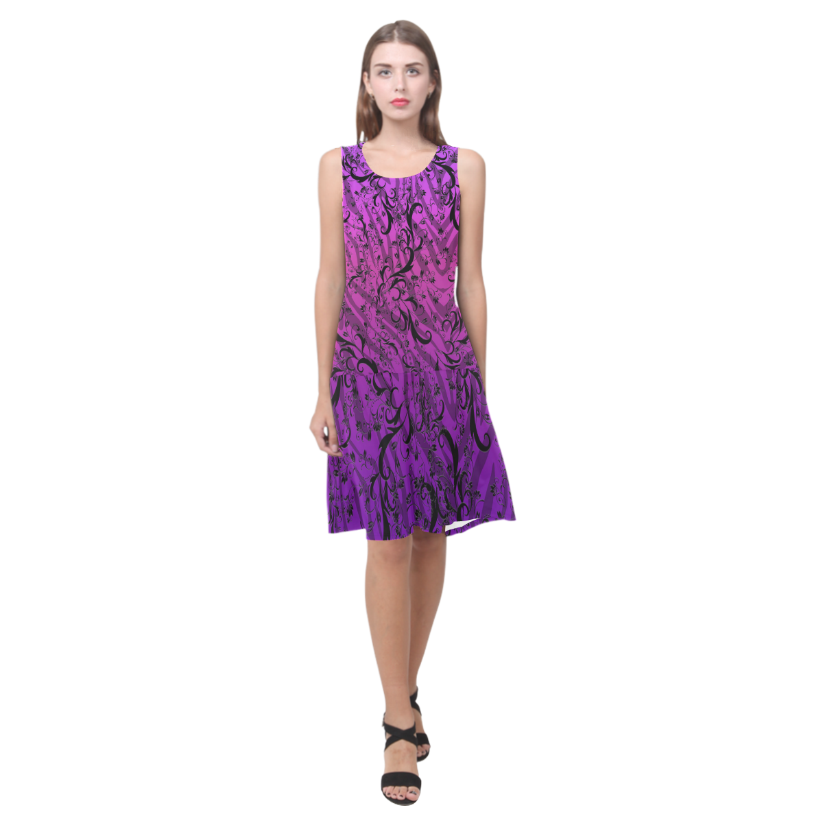 Wild Zebra Flower Purple Print Juleez Sleeveless Splicing Shift Dressmodel D17 Id D1765811 