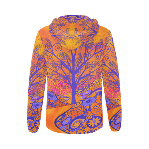 Sunset Park Trees Colorful Art All Over Print Full Zip Hoodie for Women (Model H14)