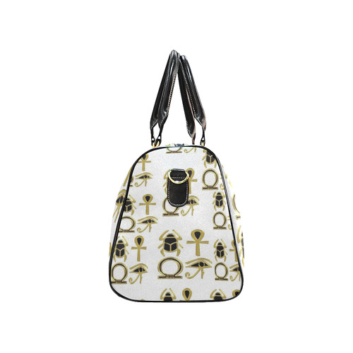 White/Gold African Symbolism New Waterproof Travel Bag/Small (Model 1639)