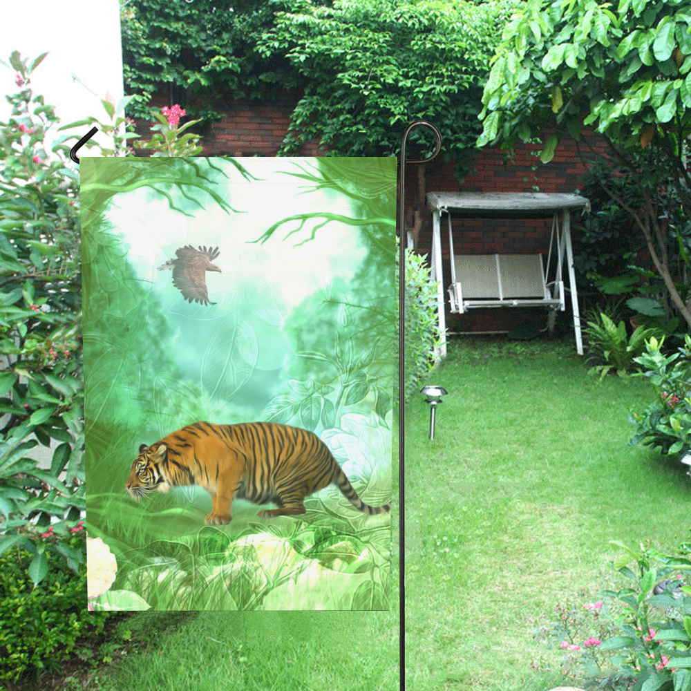 Awesome tiger, fantasy world Garden Flag 28''x40'' （Without Flagpole）