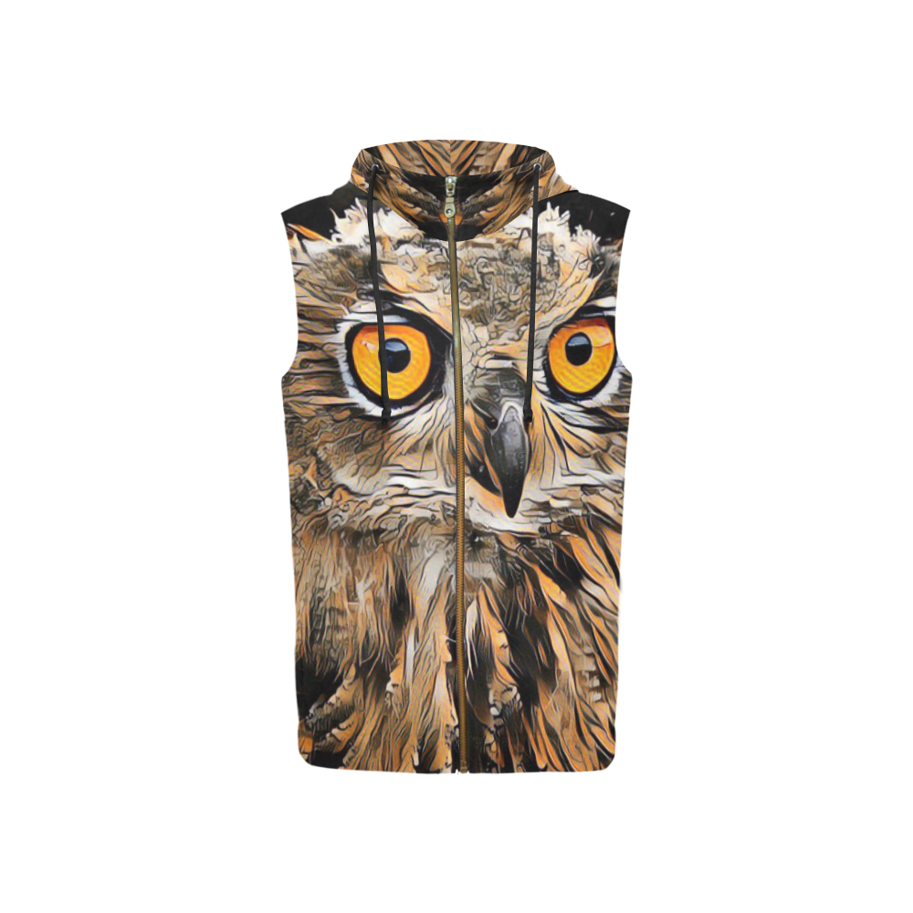 ArtAnimal Owl by JamColors All Over Print Sleeveless Zip Up Hoodie for Women (Model H16)