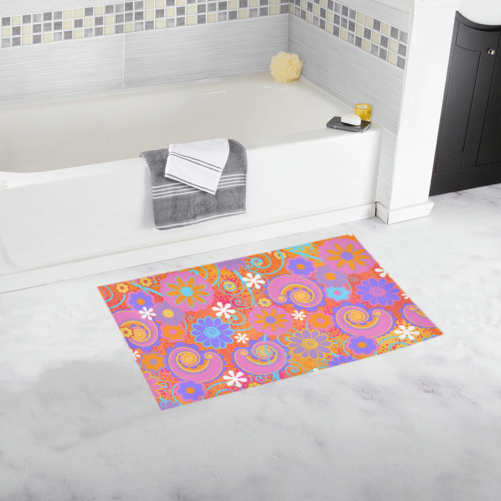 Fun Flowers Print Bath Rug 16''x 28''