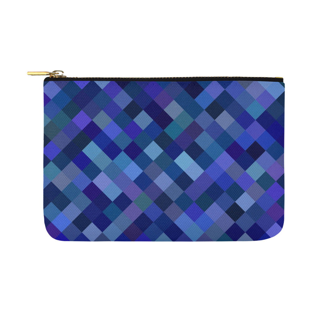 Autumn Colored Squares Blue Carry-All Pouch 12.5''x8.5''
