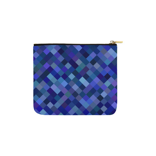 Autumn Colored Squares Blue Carry-All Pouch 6''x5''