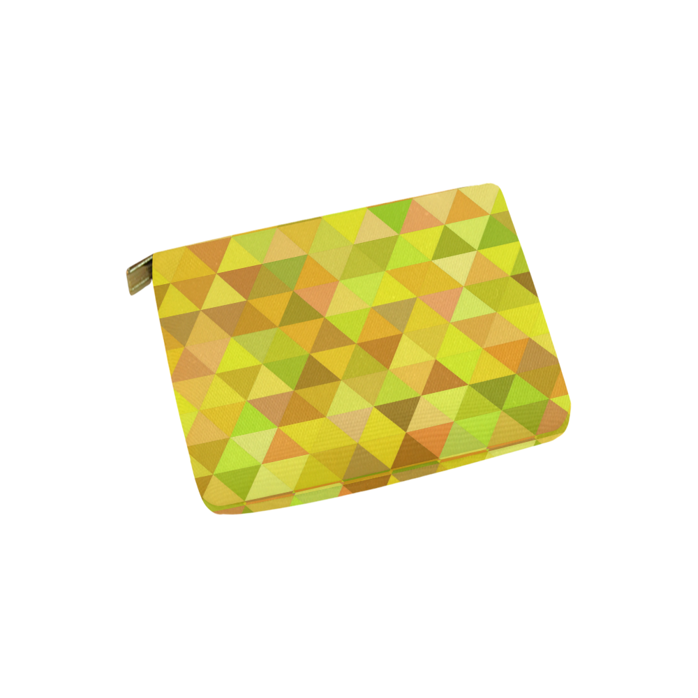 Autumn Colored Triangles Yellow Carry-All Pouch 6''x5''