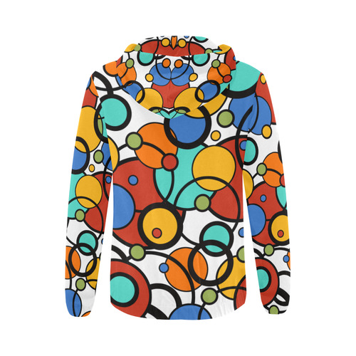Pop Art Hoodie Colorful Dot Print by Juleez All Over Print Full Zip Hoodie for Women (Model H14)