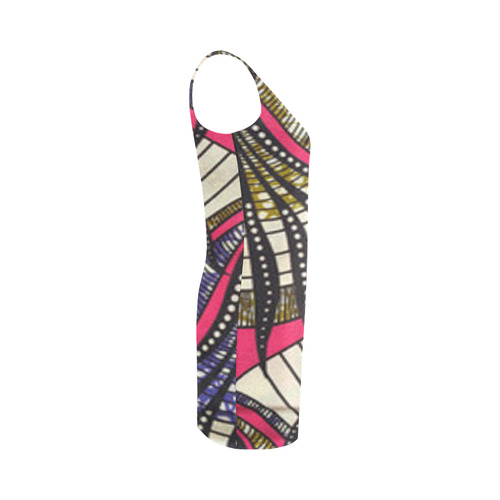 Pink/ Blue Afrakan Print Medea Vest Dress (Model D06)