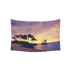 Tropical Beach Palm Trees Sunset Cotton Linen Wall Tapestry 60"x 40"