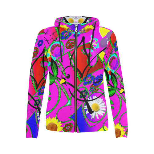 From the "With Love" Fashion Collection All Over Print Full Zip Hoodie for Women (Model H14)