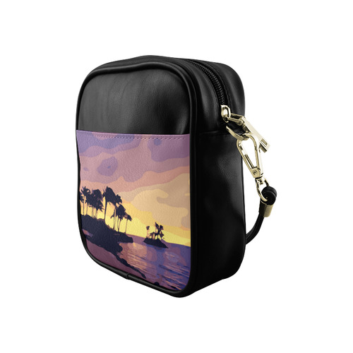 Tropical Beach Palm Trees Sunset Sling Bag (Model 1627)