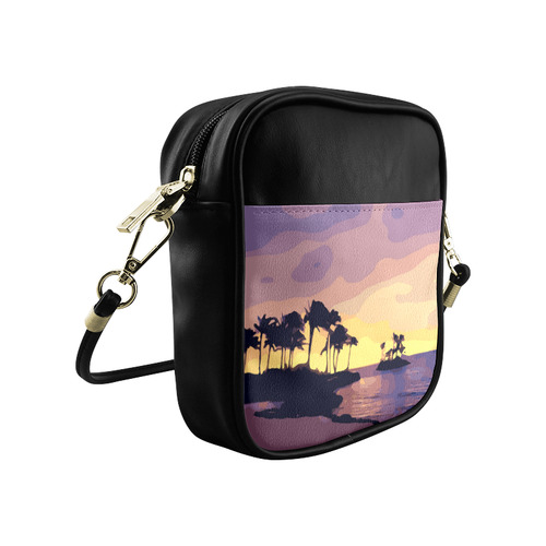 Tropical Beach Palm Trees Sunset Sling Bag (Model 1627)