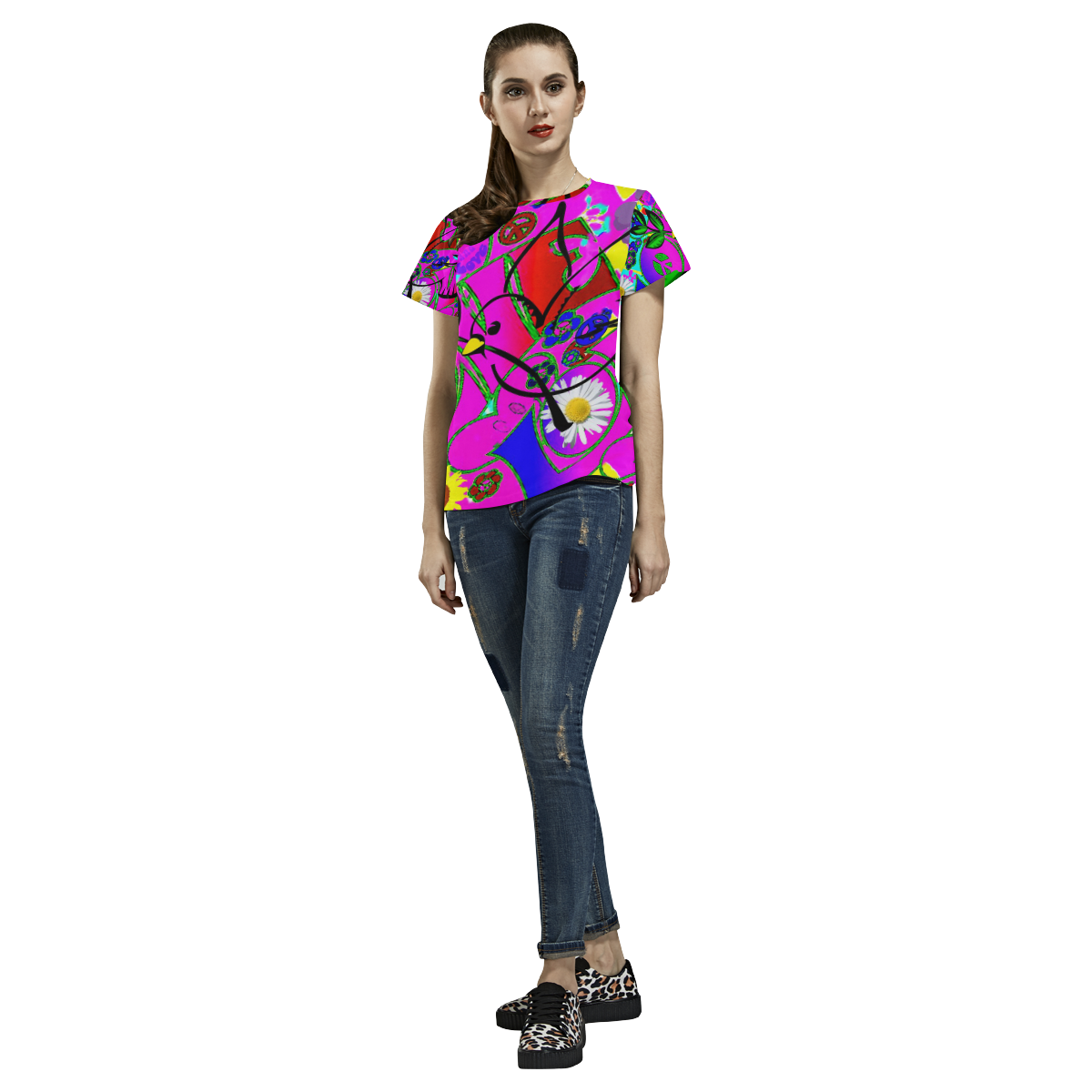 From the "With Love" Fashion Collection All Over Print T-Shirt for Women (USA Size) (Model T40)