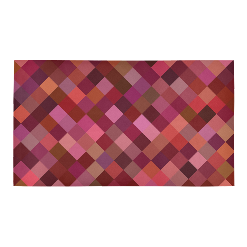 Autumn Colored Squares Red Bath Rug 16''x 28''