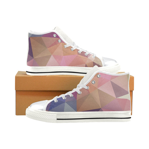 Polygon gray pink High Top Canvas Shoes for Kid (Model 017)