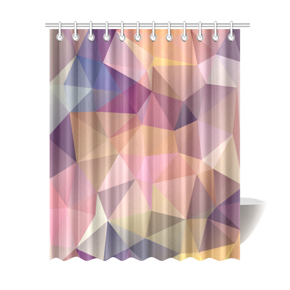 Polygon gray pink Shower Curtain 69"x84"