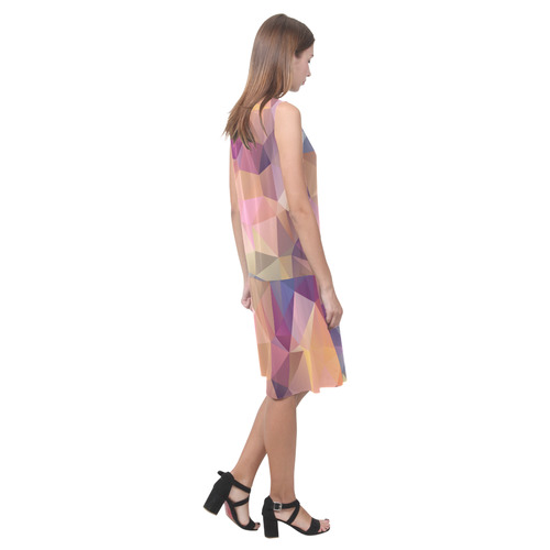 Polygon gray pink Sleeveless Splicing Shift Dress(Model D17)