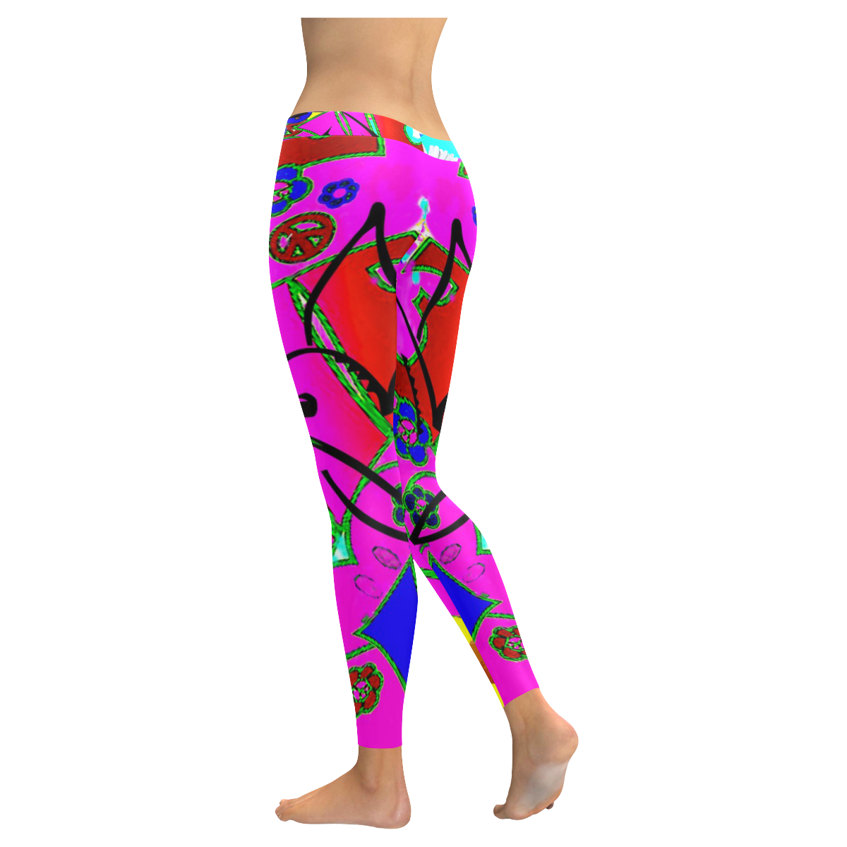 "With Love" Collection Women's Low Rise Leggings (Invisible Stitch) (Model L05)