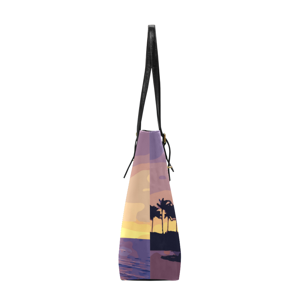 Tropical Beach Palm Trees Sunset Euramerican Tote Bag/Small (Model 1655)