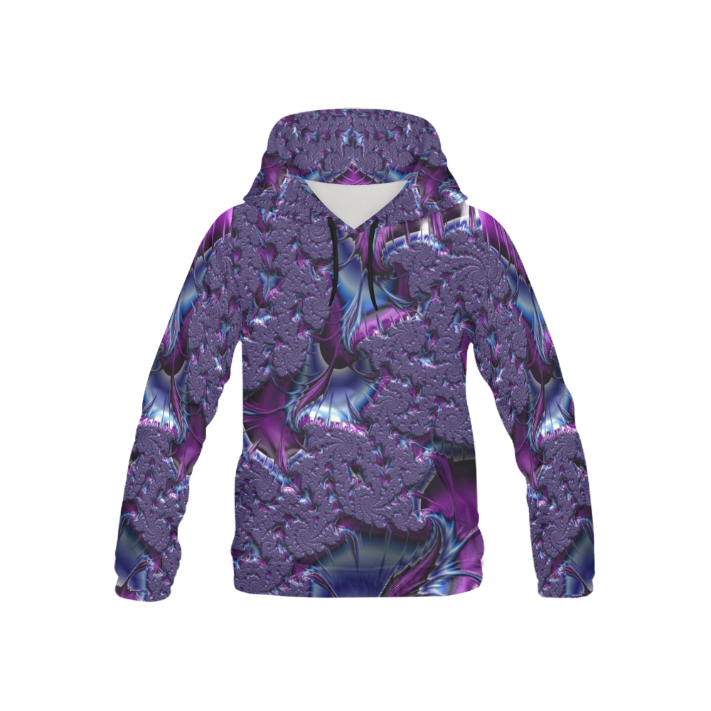 Flowery Tropical Islands Fractal Abstract All Over Print Hoodie for Kid (USA Size) (Model H13)