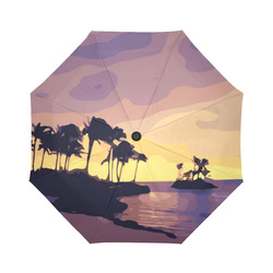 Tropical Beach Palm Trees Sunset Auto-Foldable Umbrella (Model U04)