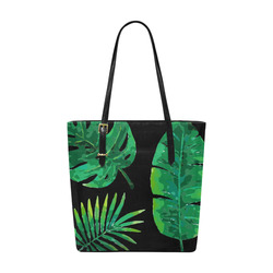 Tropical Green Leaves Banana Monstera Palm Euramerican Tote Bag/Small (Model 1655)