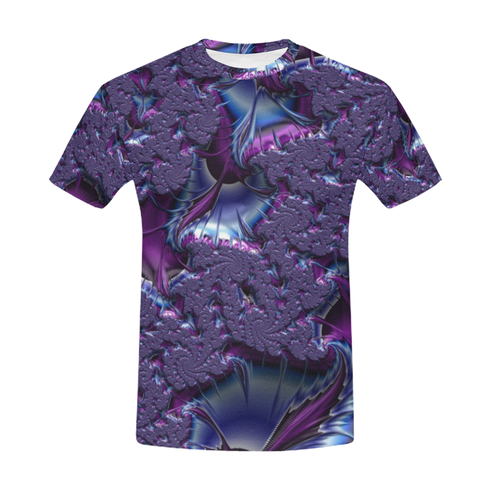 Flowery Tropical Islands Fractal Abstract All Over Print T-Shirt for Men (USA Size) (Model T40)