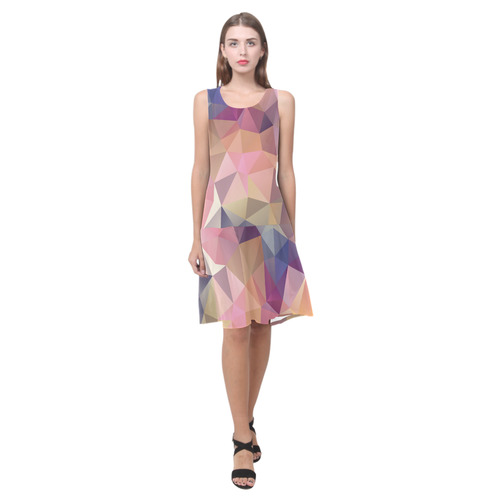 Polygon gray pink Sleeveless Splicing Shift Dress(Model D17)