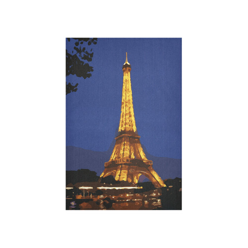 Eiffel Tower Paris Night View Cotton Linen Wall Tapestry 40"x 60"