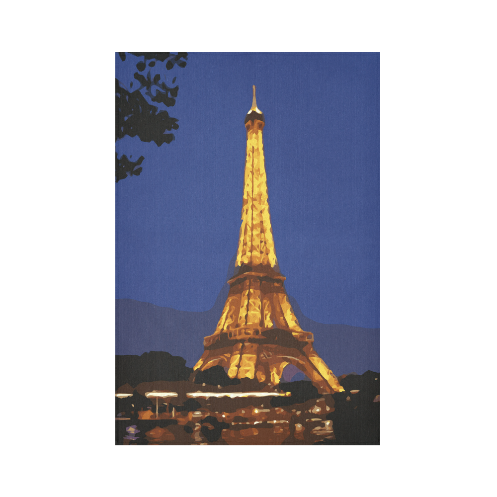 Eiffel Tower Paris Night View Cotton Linen Wall Tapestry 60"x 90"