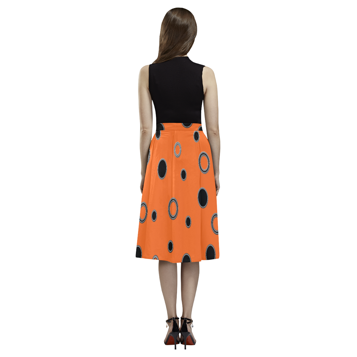 Black Polka Dots Aoede Crepe Skirt (Model D16)